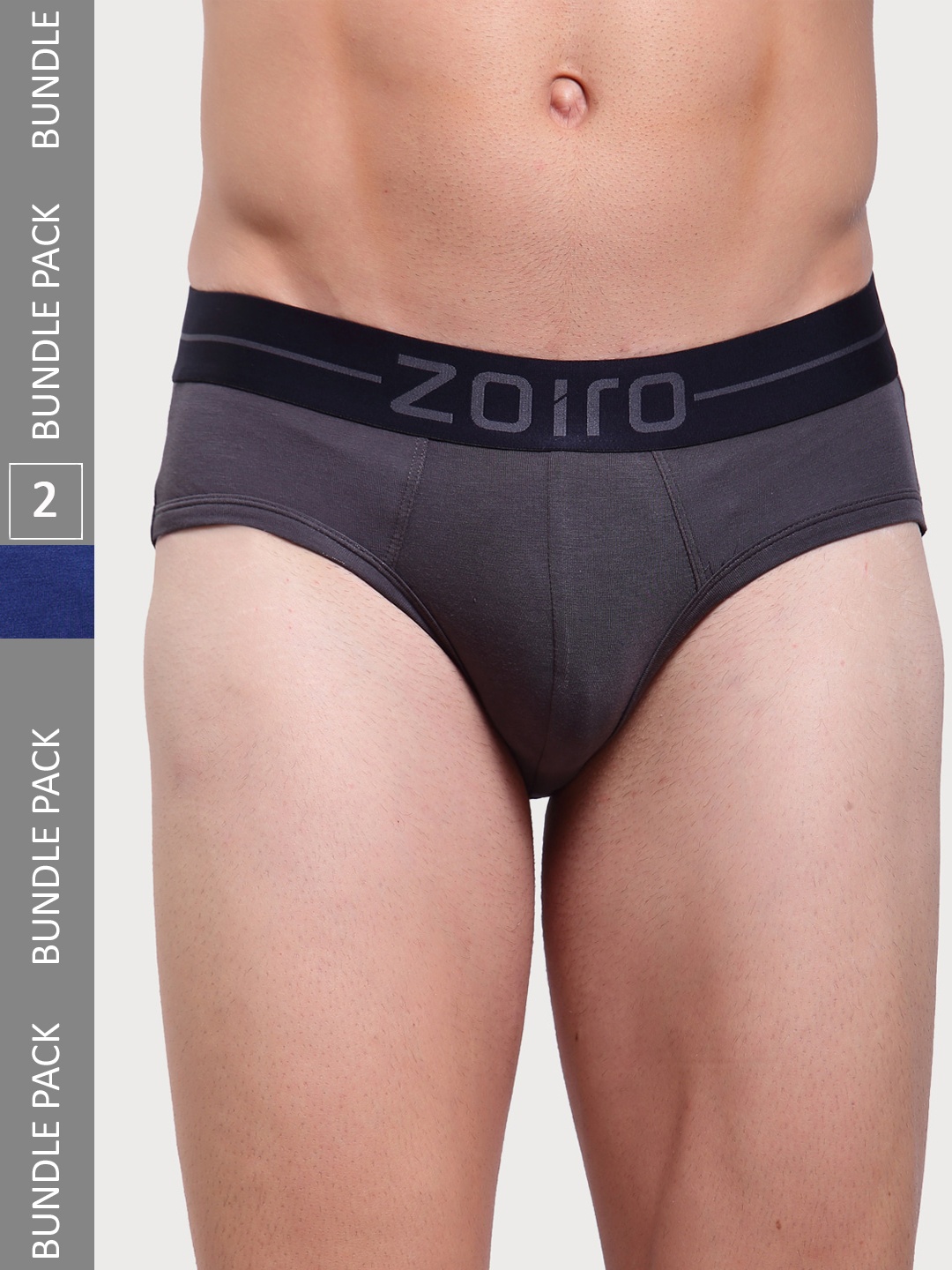 

Zoiro Men Pack Of 2 Mid-Rise Basic Briefs SOFTSBRIEFFederalBlue+SMOKEDPEARL, Blue