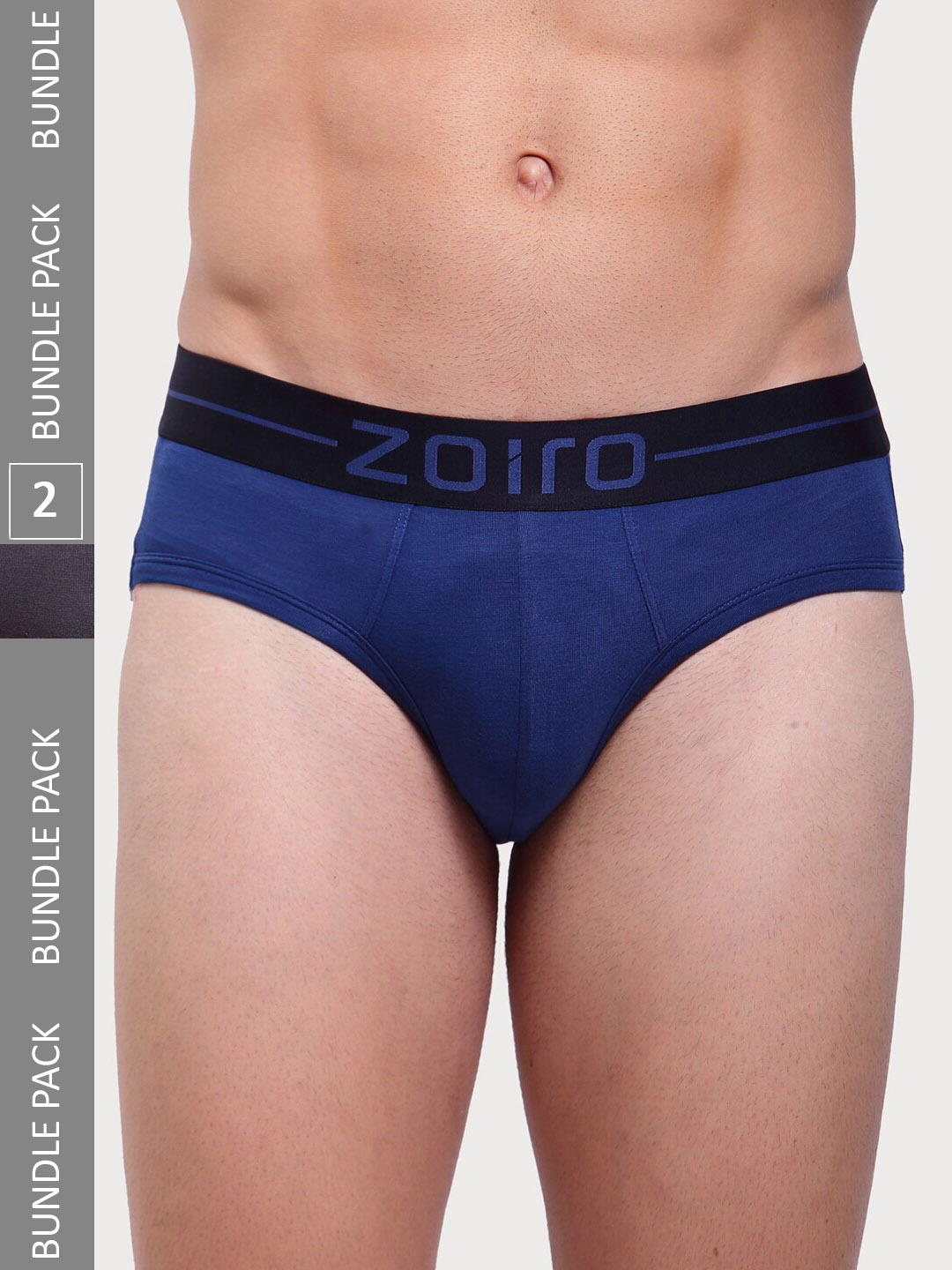 

Zoiro Men Pack Of 2 Knitted Basic Briefs, Grey