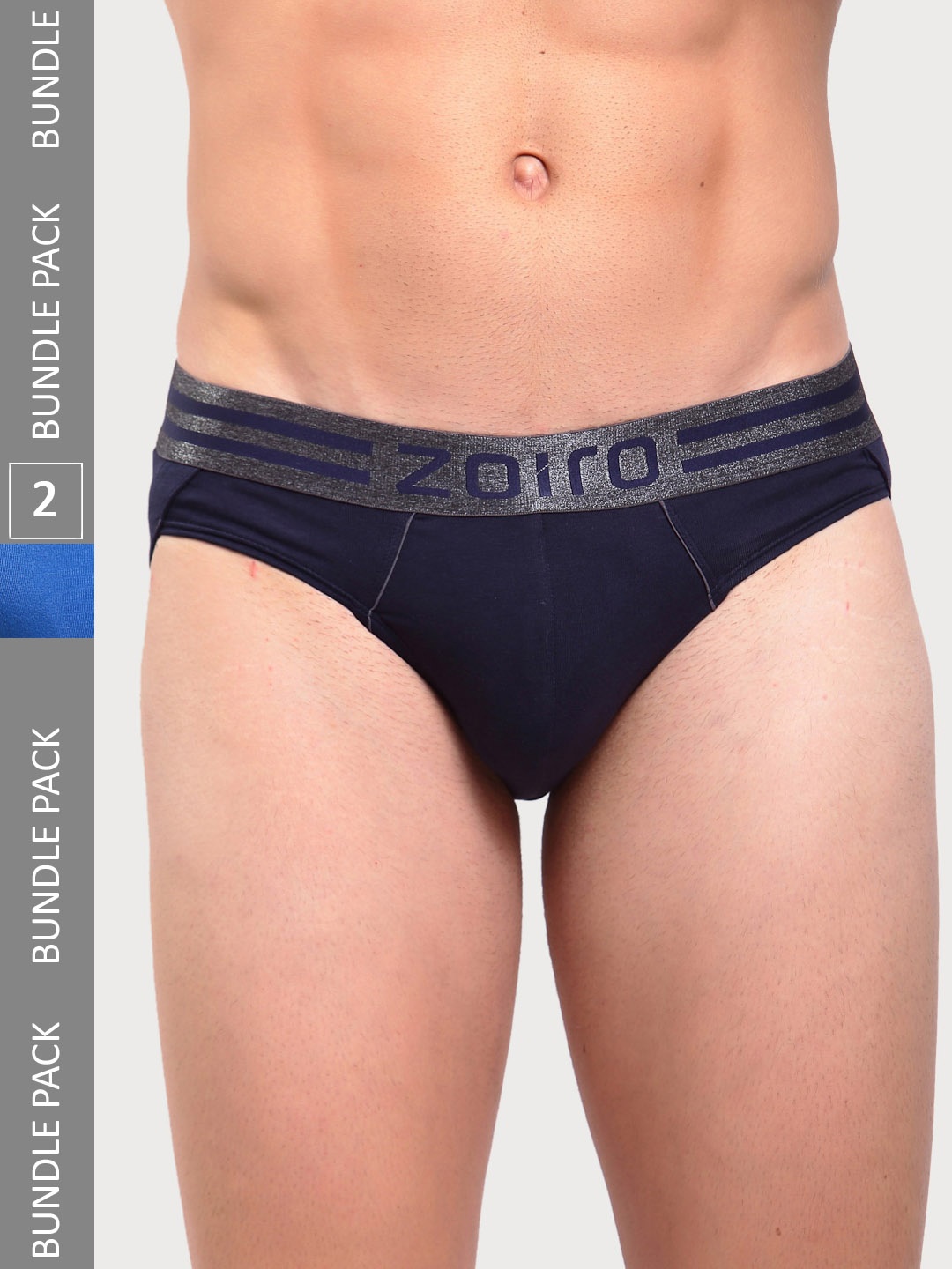 

Zoiro Men Pack Of 2 Knitted Basic Briefs, Blue