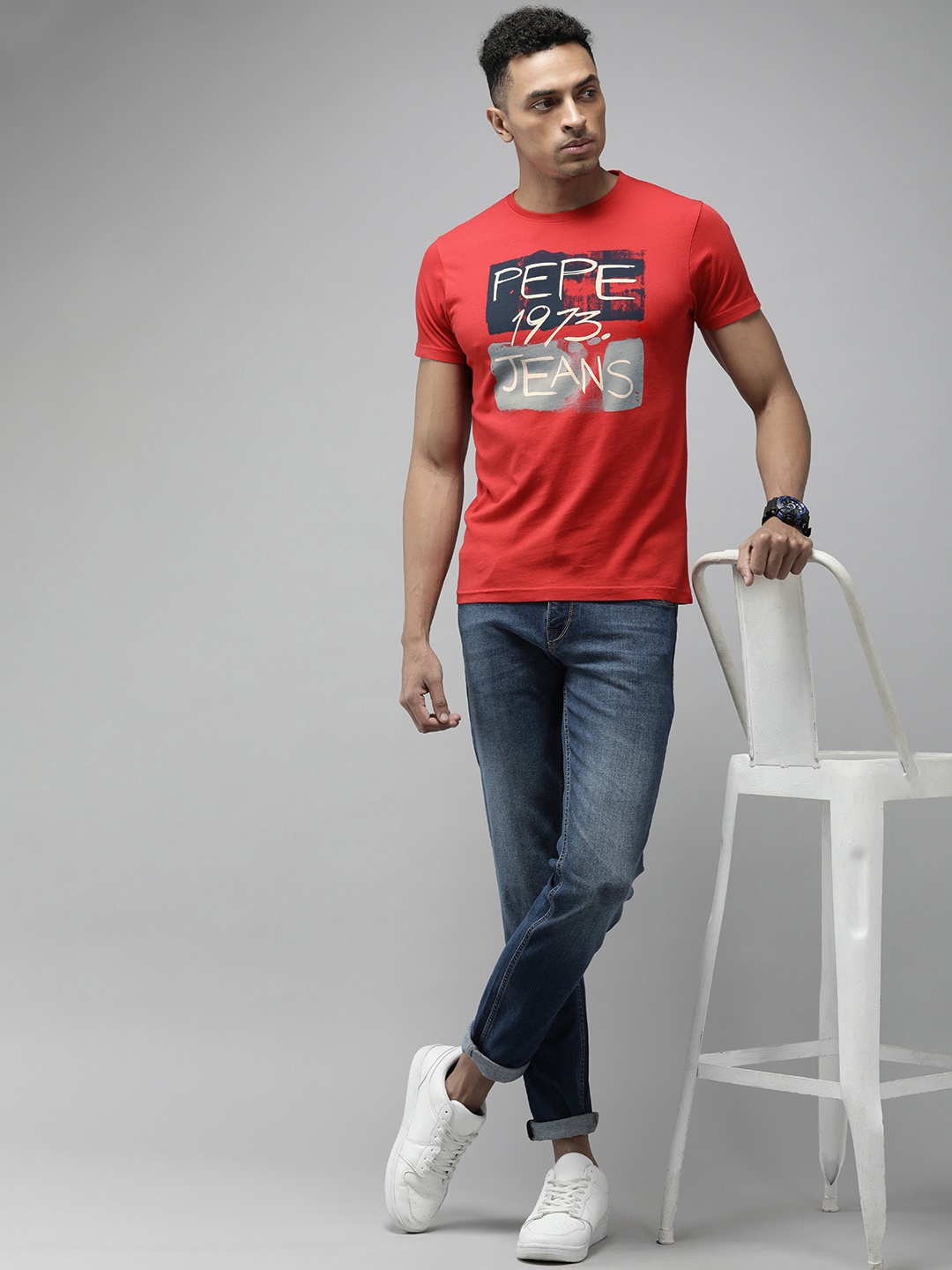 

Pepe Jeans Varsity Printed Pure Cotton Slim Fit T-shirt, Red