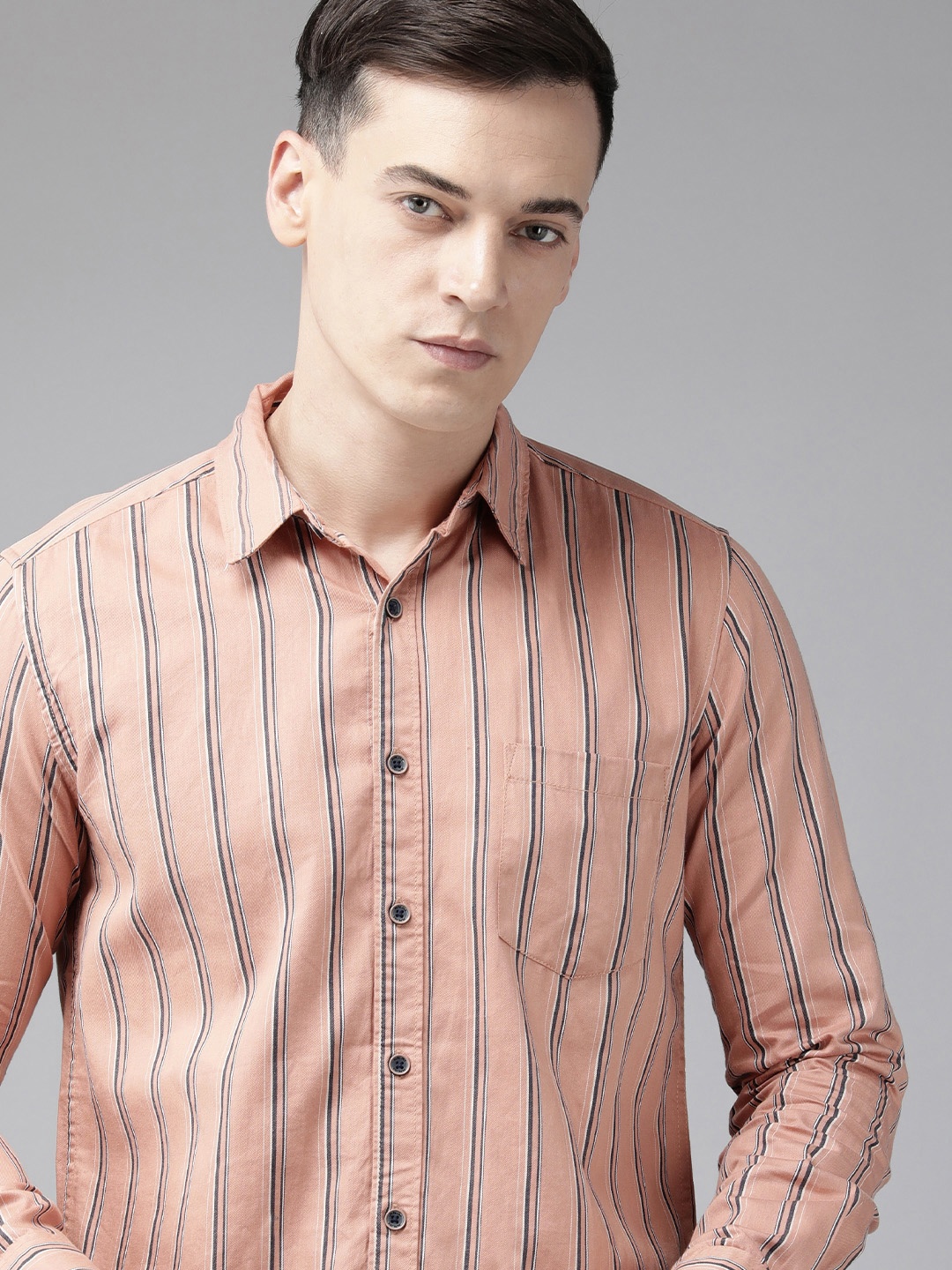 

Pepe Jeans Pure Cotton Striped Casual Shirt, Peach