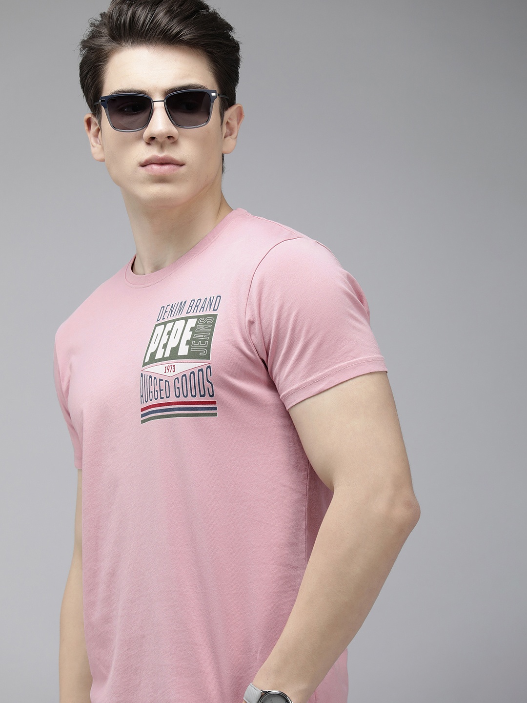 

Pepe Jeans Brand Logo Printed Pure Cotton Slim Fit T-shirt, Pink