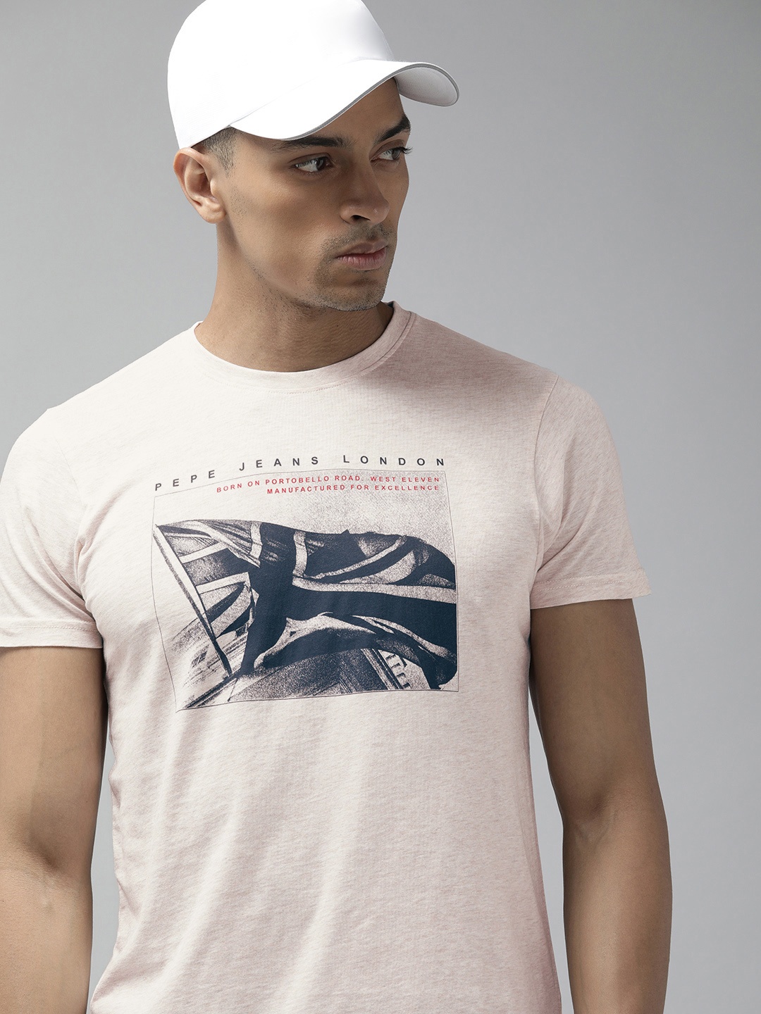 

Pepe Jeans Graphic Printed Pure Cotton Slim Fit T-shirt, Off white