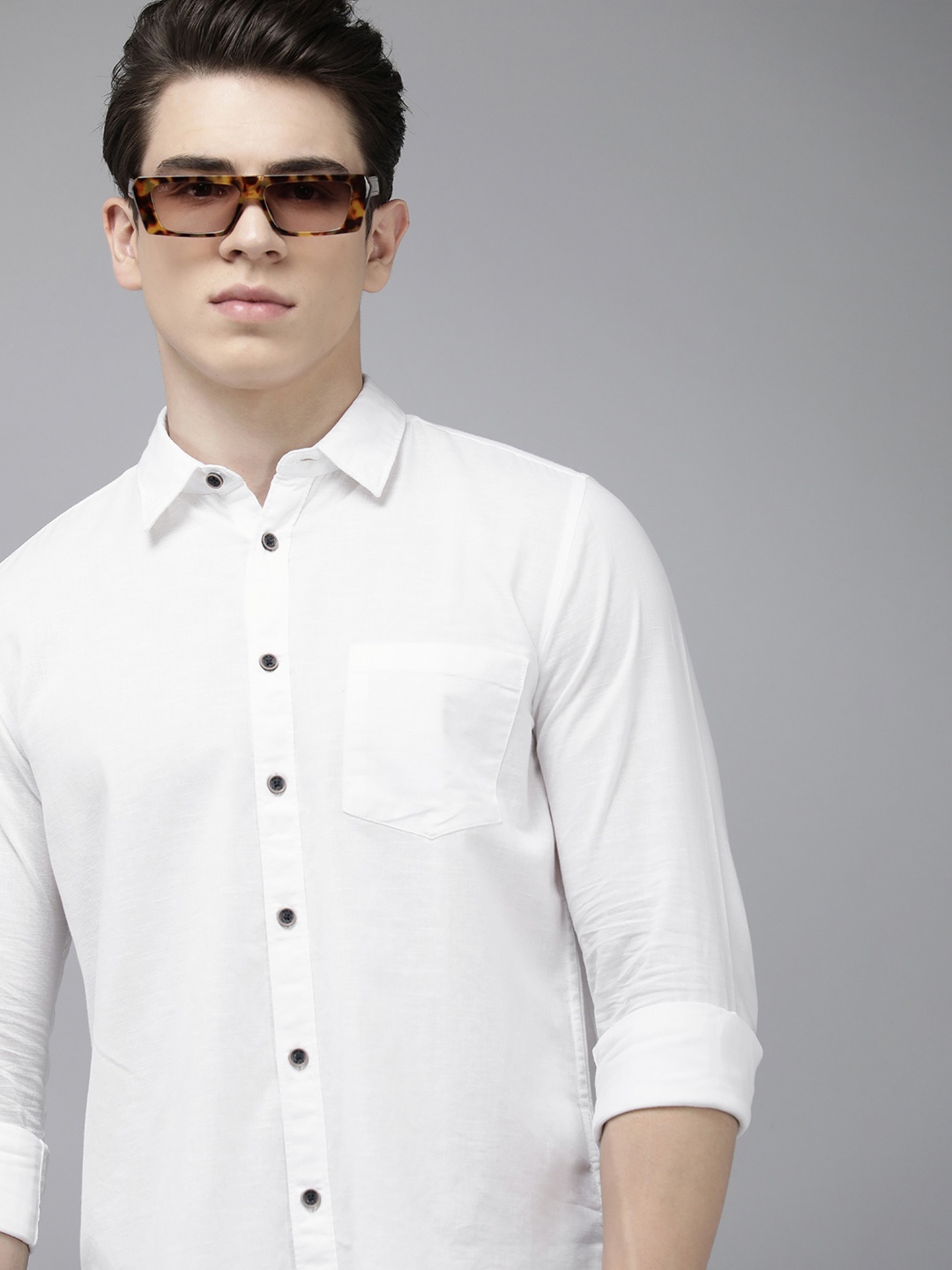 

Pepe Jeans Men Solid Pure Cotton Casual Shirt, White