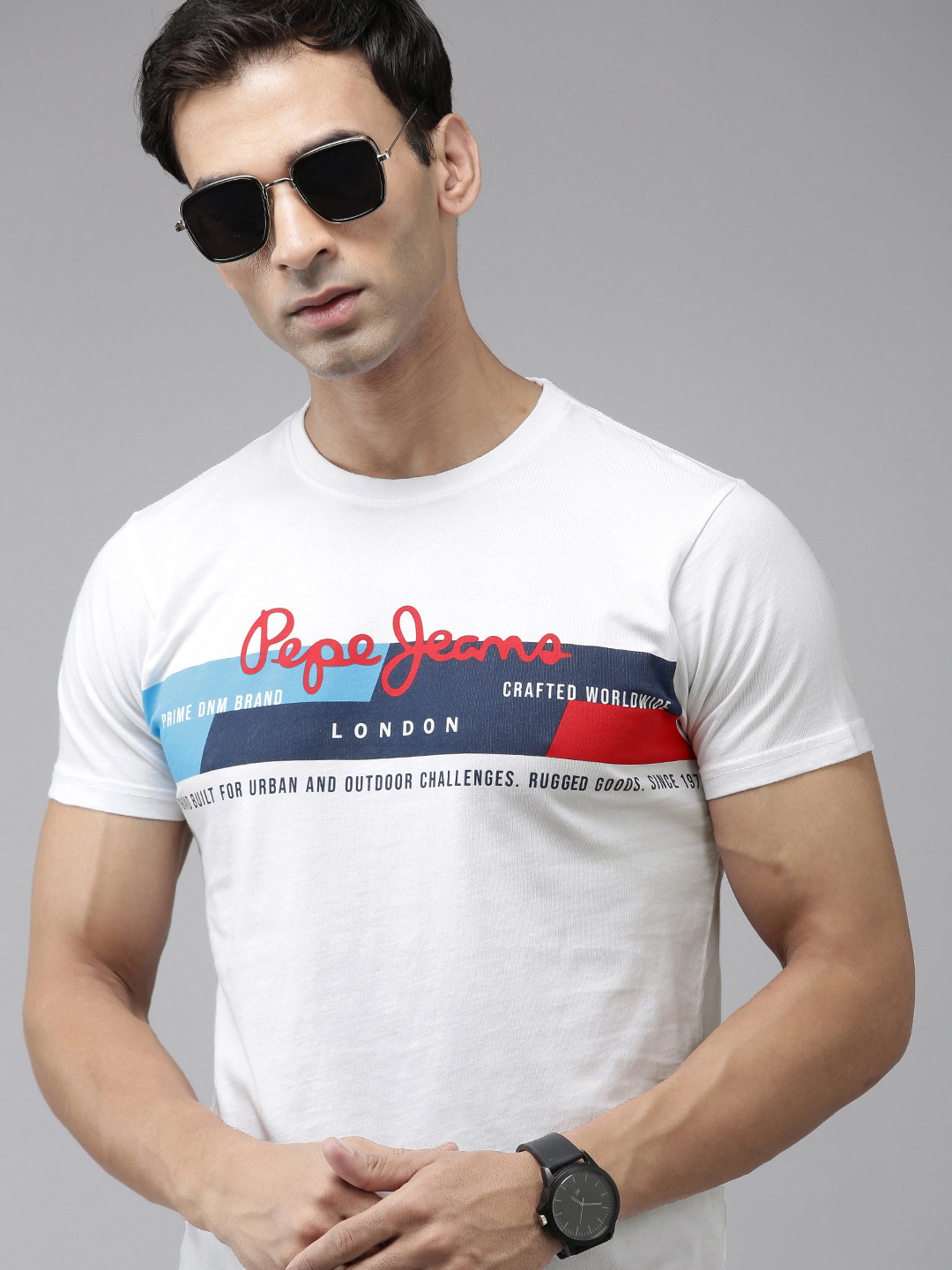 

Pepe Jeans Brand Logo Printed Pure Cotton Slim Fit T-shirt, White