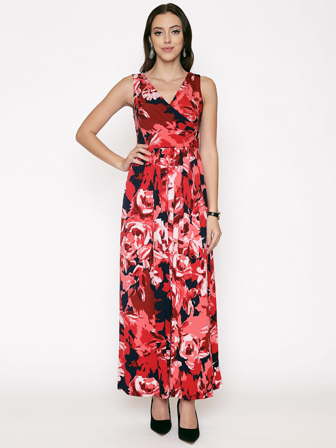 

250 DESIGNS Floral Printed Maxi Dress, Red