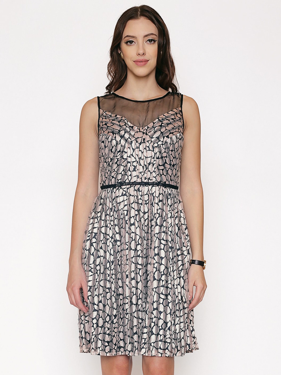

250 DESIGNS Abstract Printed A-Line Dress, White