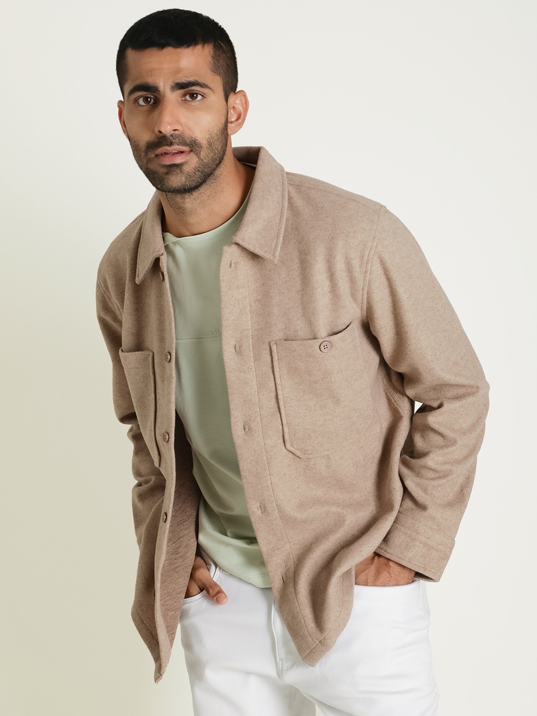 

RARE RABBIT Men Jerome Slim Fit Spread Collar Jacket, Beige