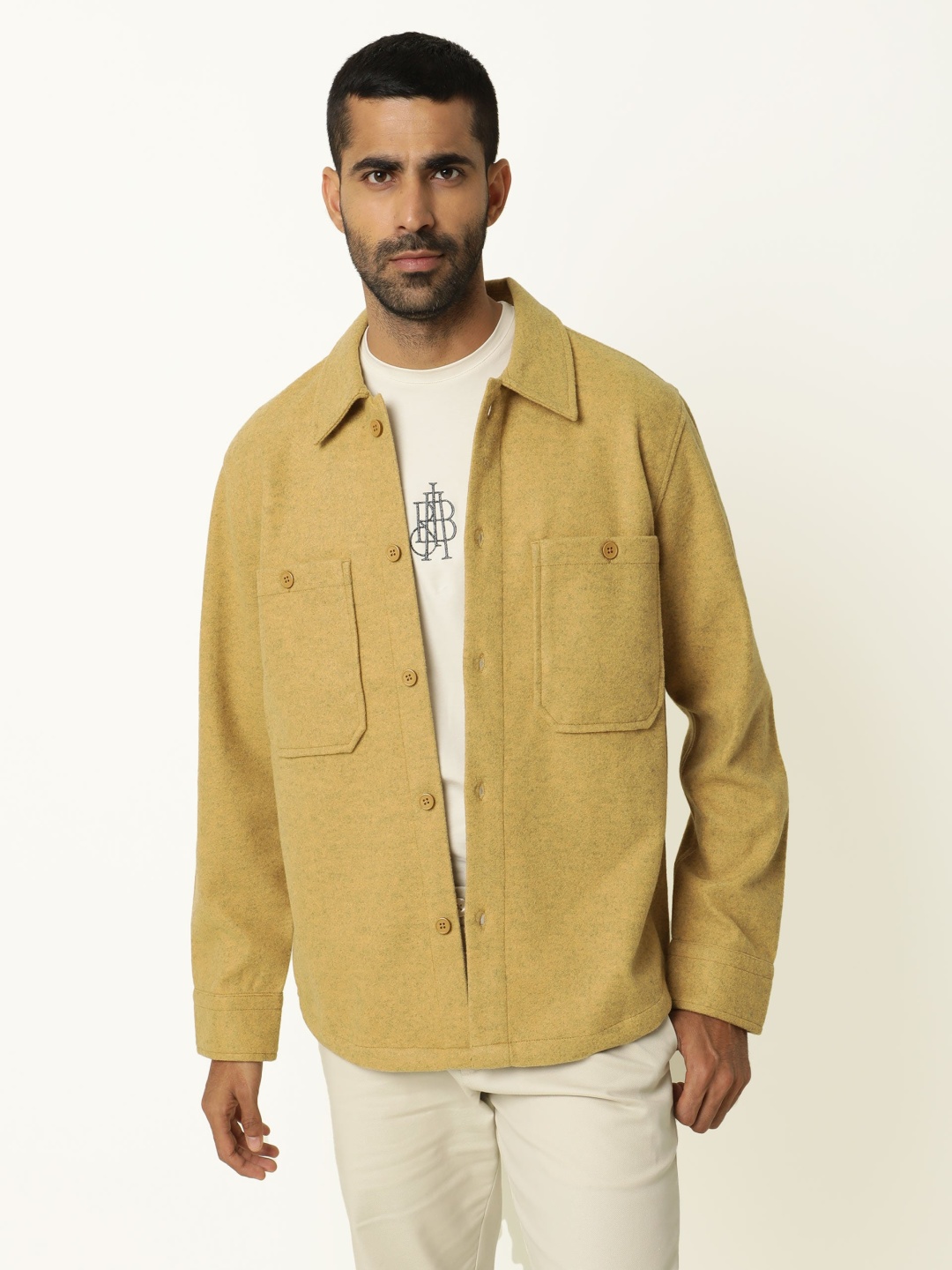 

RARE RABBIT Men Jerome Tailored Fit Solid Spread Collar Jacket, Yellow