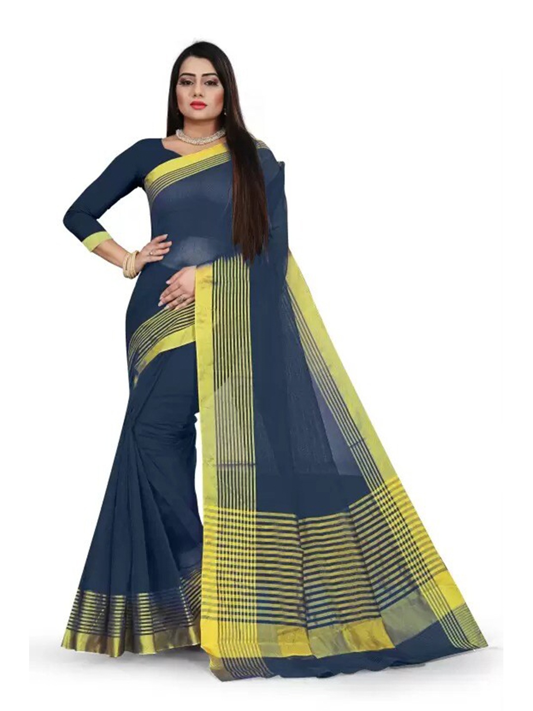 

Florence Zari Borderd Saree, Grey