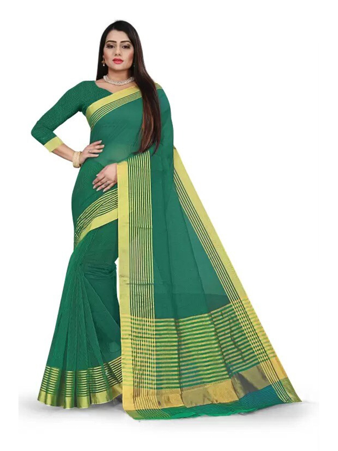 

Florence Zari Boarded Saree, Green