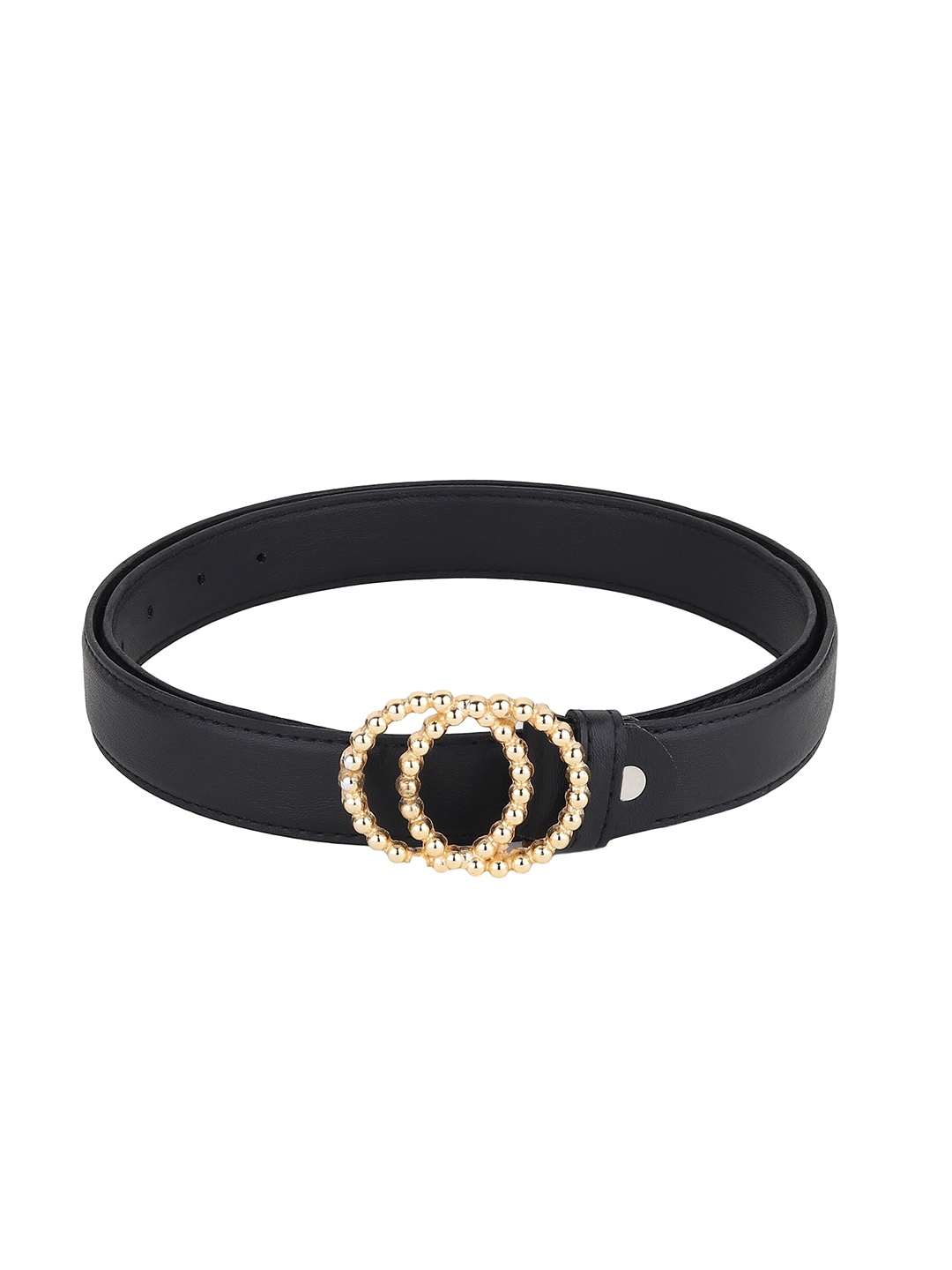 

HENEDA Women Solid Synthetic Push Pin Belt, Black