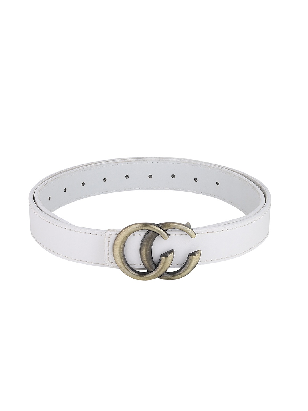 

HENEDA Women Solid Synthetic Push Pin Belt, White
