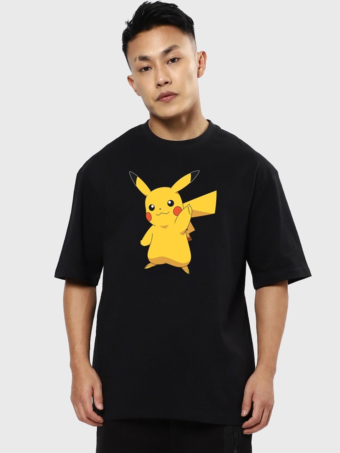 

Bewakoof Men Pokemon Printed Loose Cotton T-shirt, Black