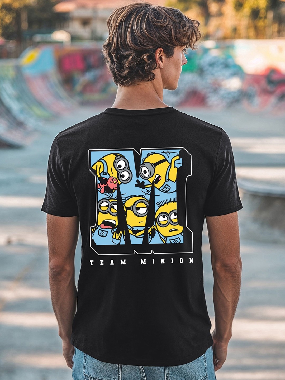 

Bewakoof Minions Printed Cotton T-shirt, Black