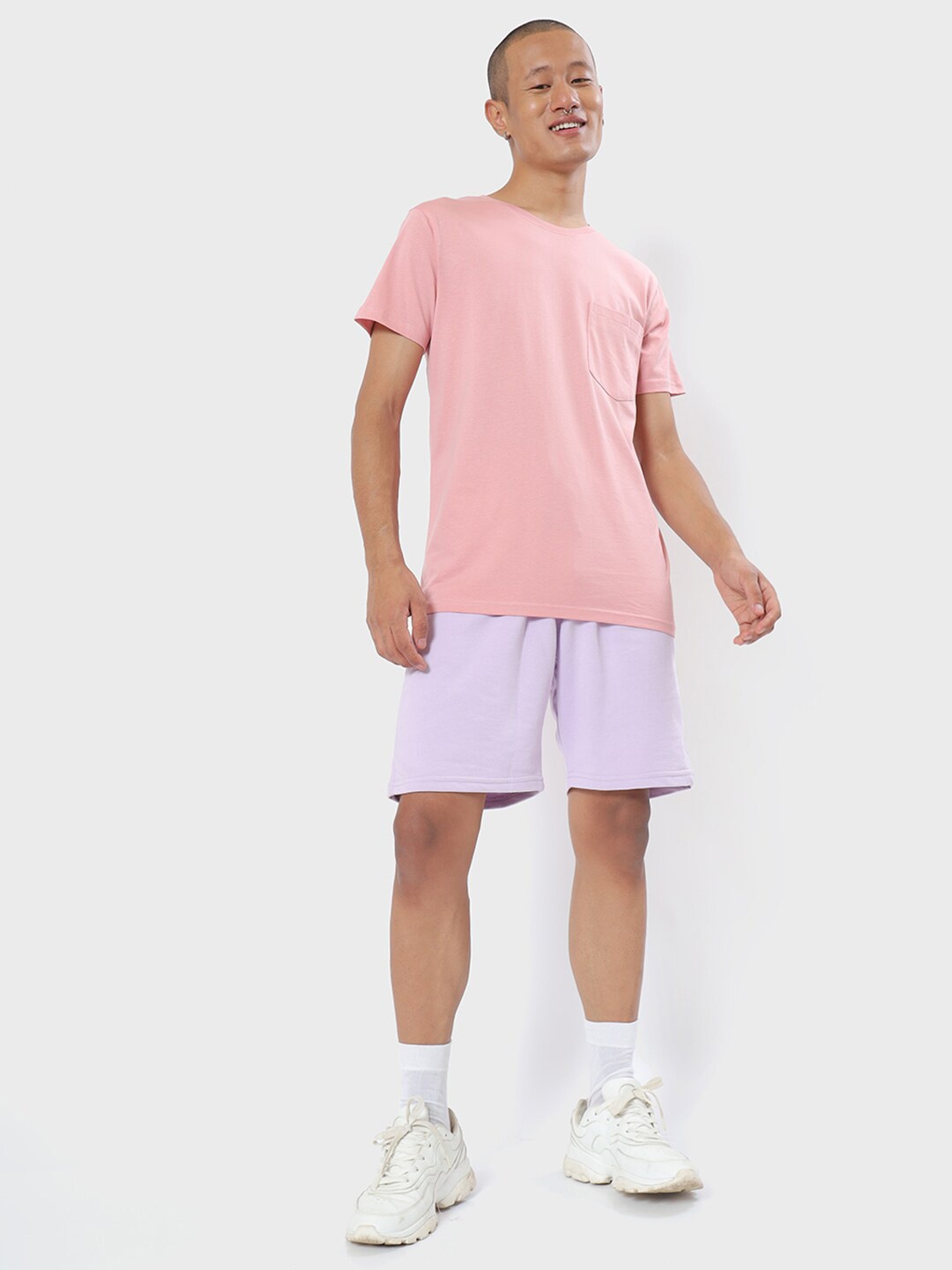 

Bewakoof Men Round Neck Cotton T-shirt, Pink