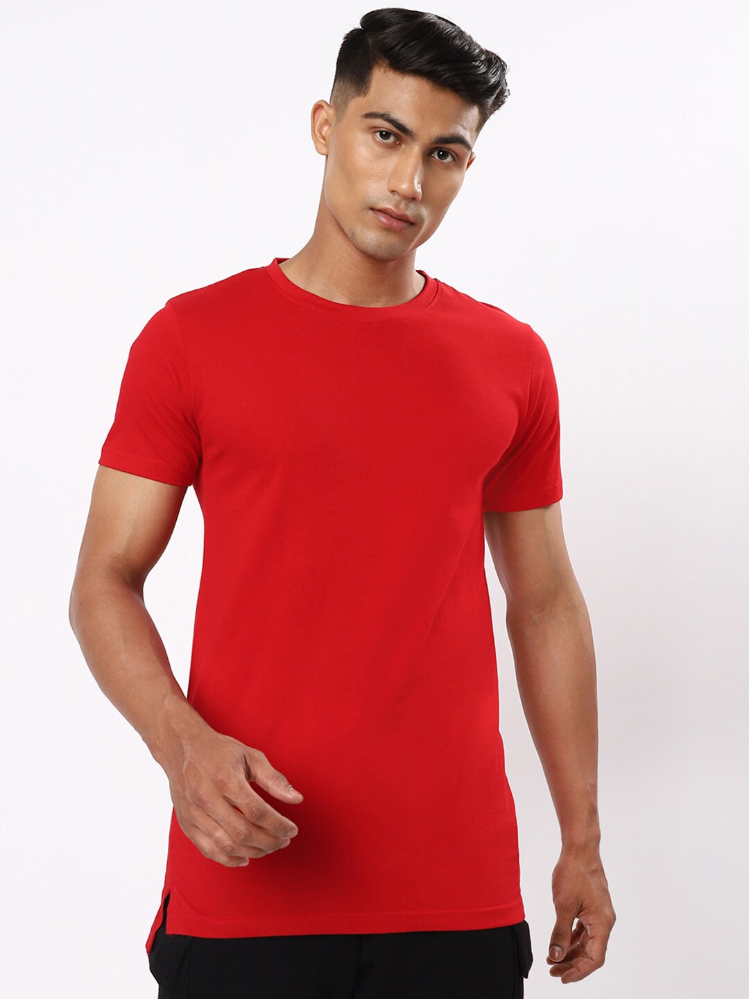 

Bewakoof Men Round Neck Cotton T-shirt, Red