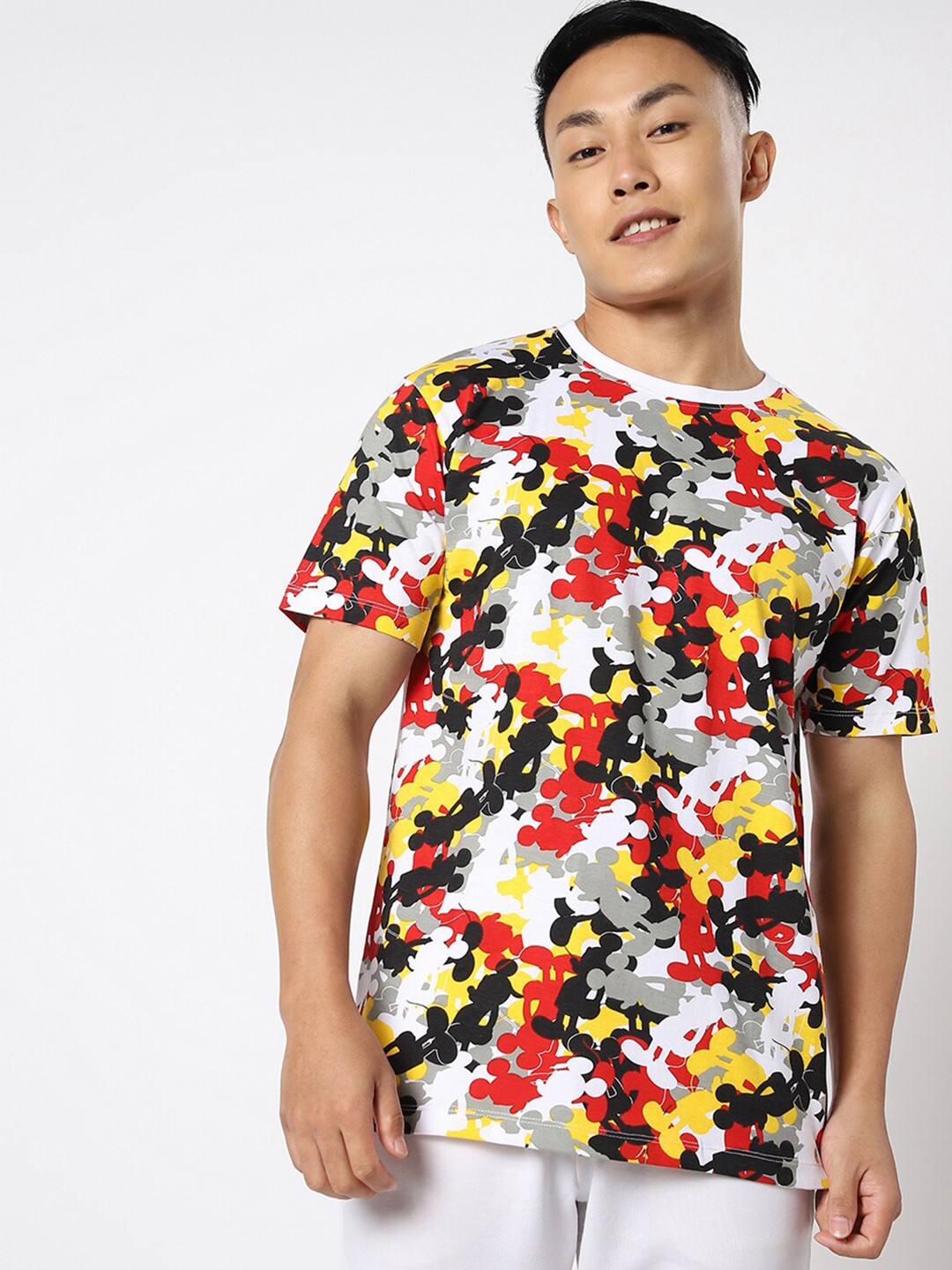 

Bewakoof Men Mickey Mouse Printed Cotton T-shirt, White