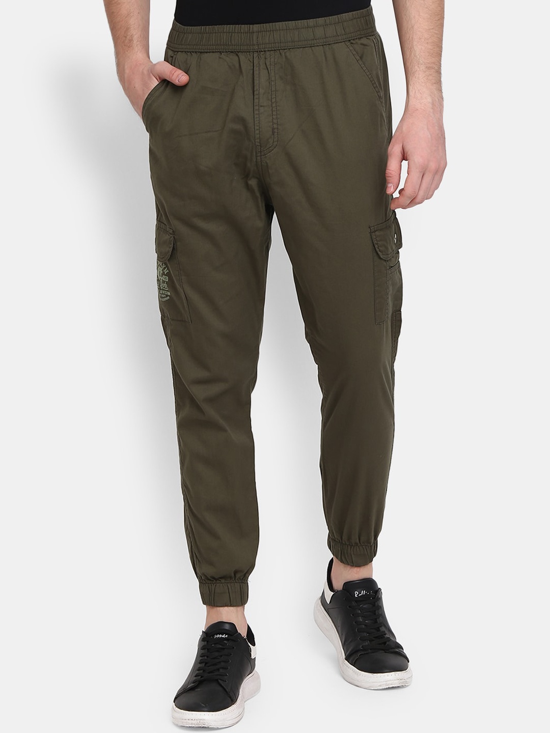 

V-Mart Men Twill Cotton Joggers, Olive