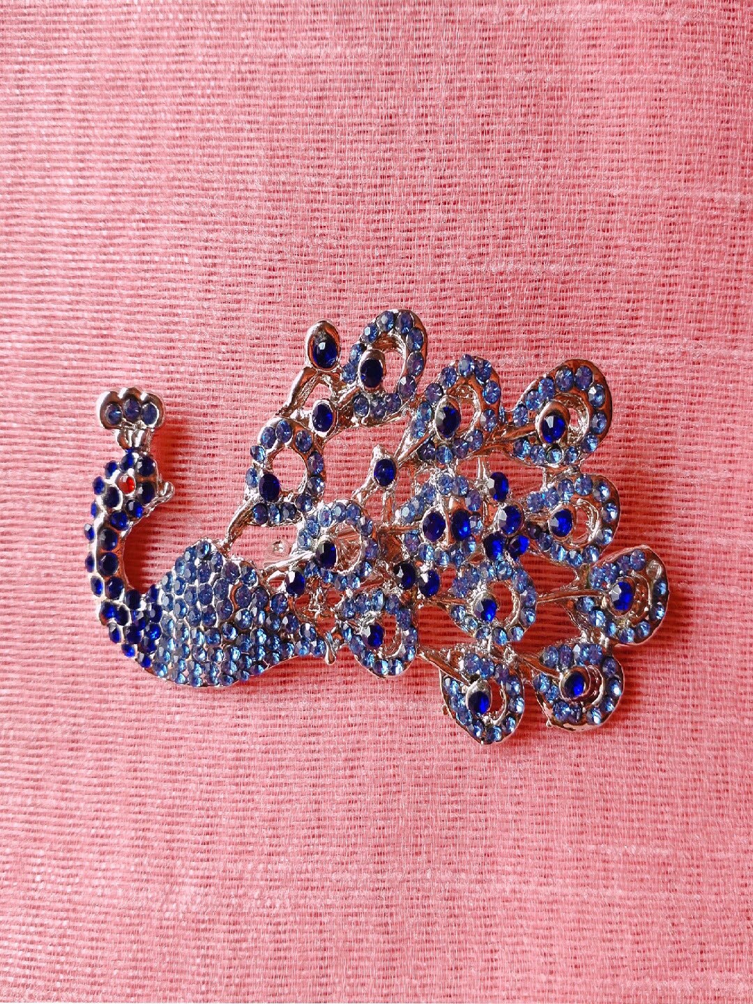 

Mahi Women Stone-Studded Radiant Peacock Brooch, Blue