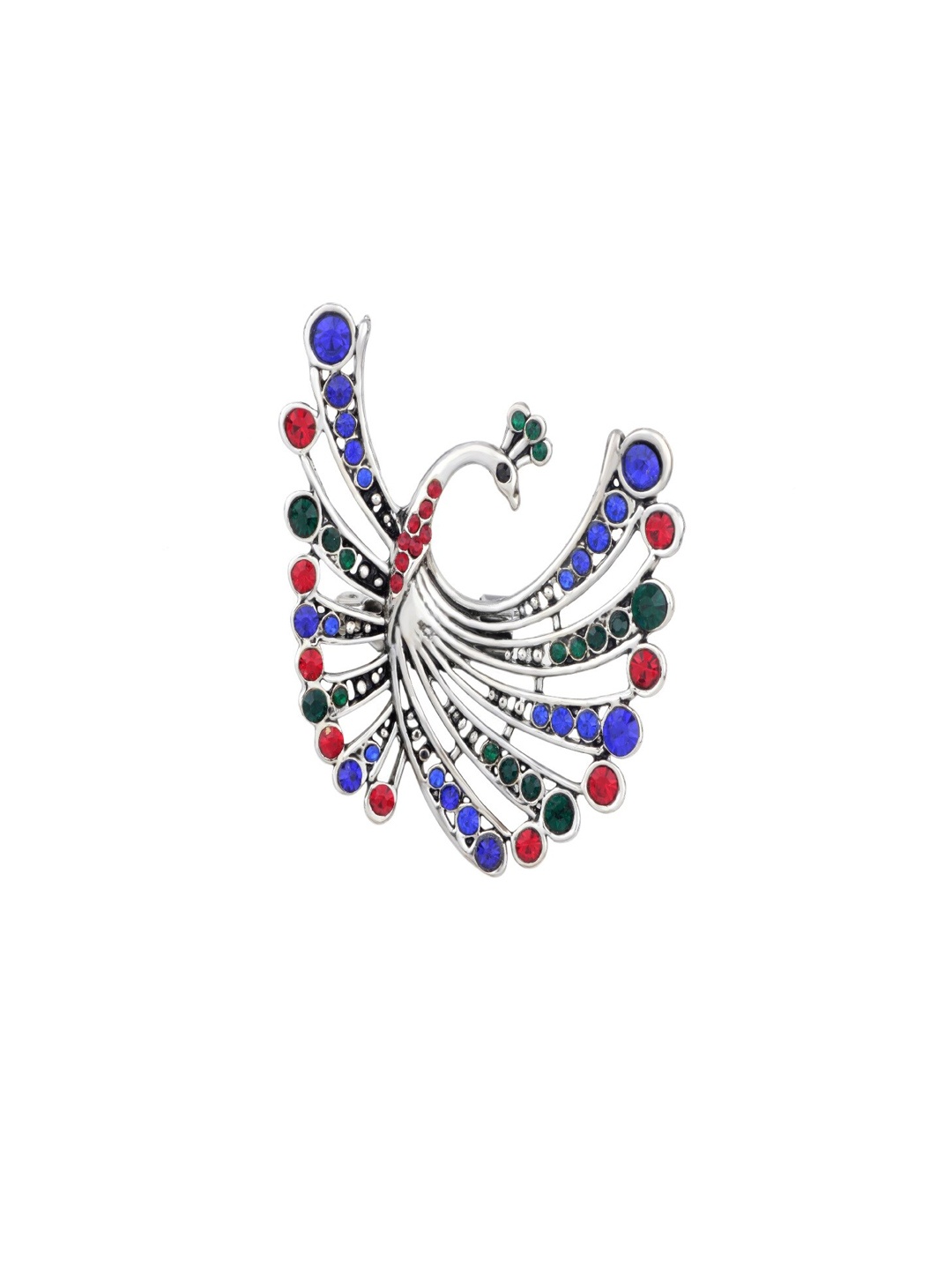 

Mahi Women Flying Peacock Shape Brooch, Blue