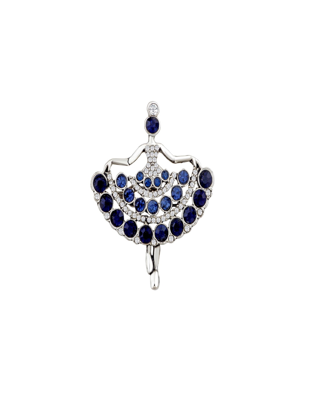

Mahi Women Dancing Doll Shaped Stone Studded Brooch, Silver