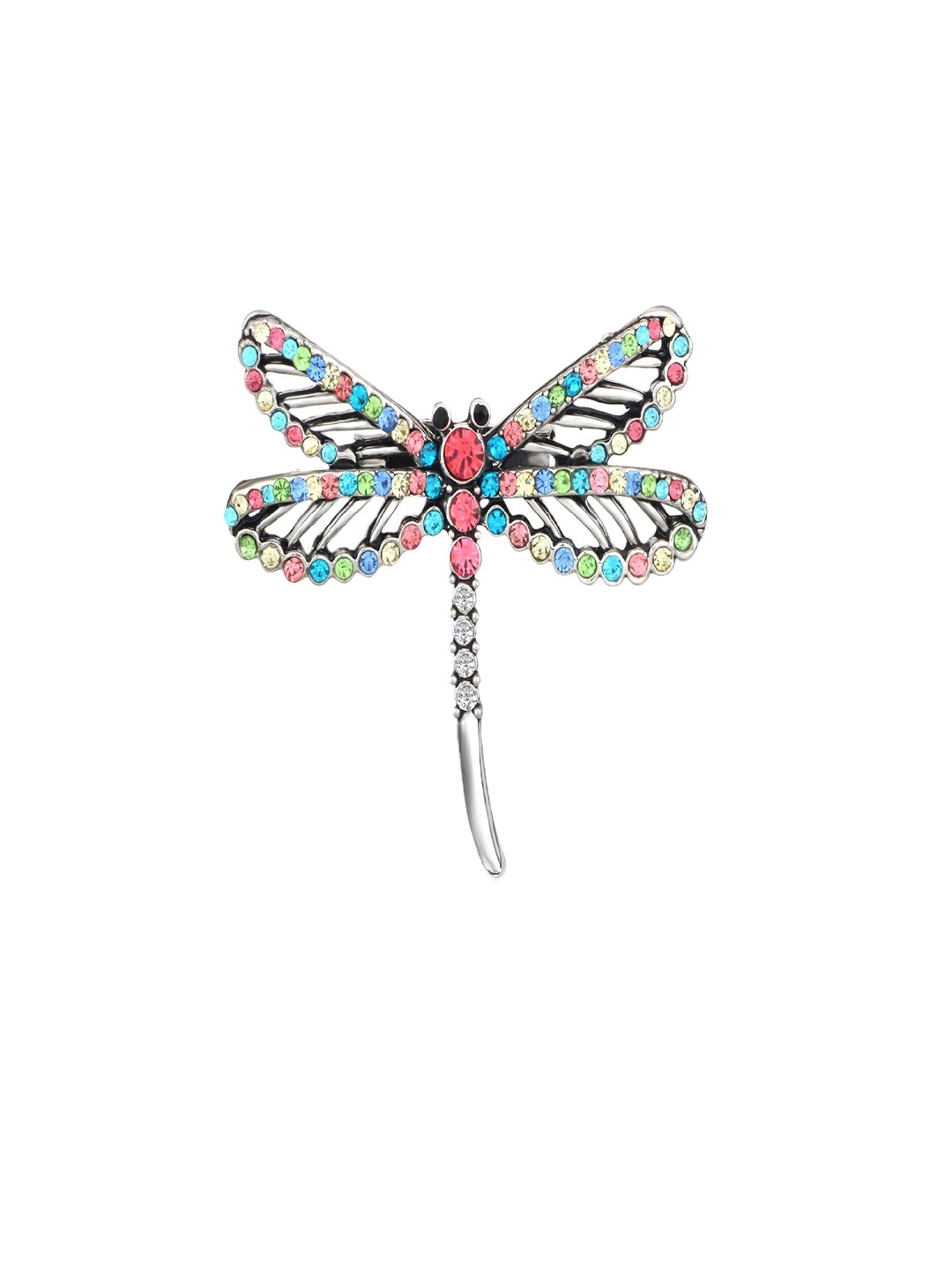 

Mahi Women Stone-Studded Butterfly Design Minimalistic Brooch, Silver
