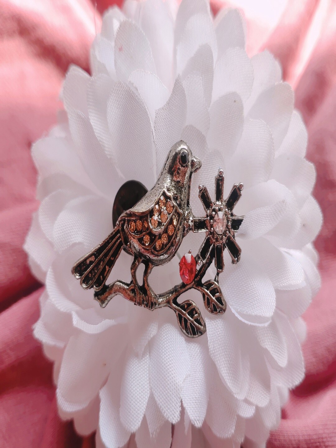

Mahi Women Stones-Studded Sparrow Design Brooch, Silver