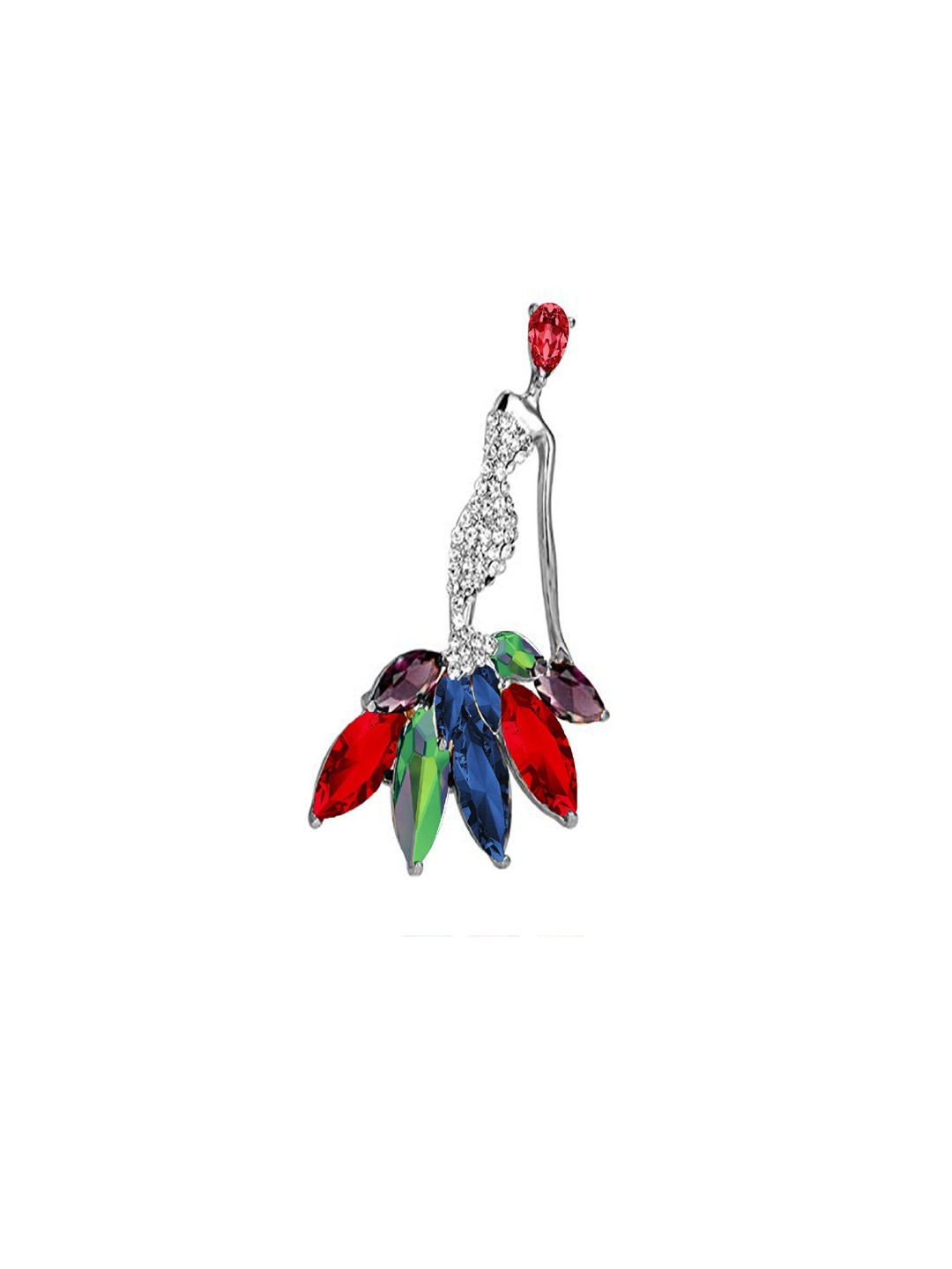 

Mahi Women Crystal-Studded Brooch, Red