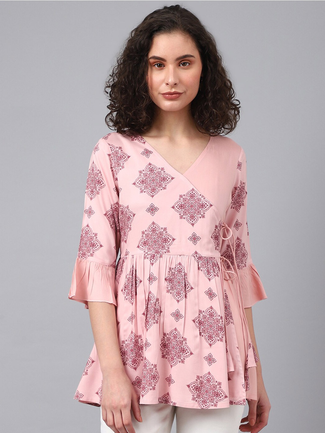 

DEEBACO Print Wrap Top, Pink