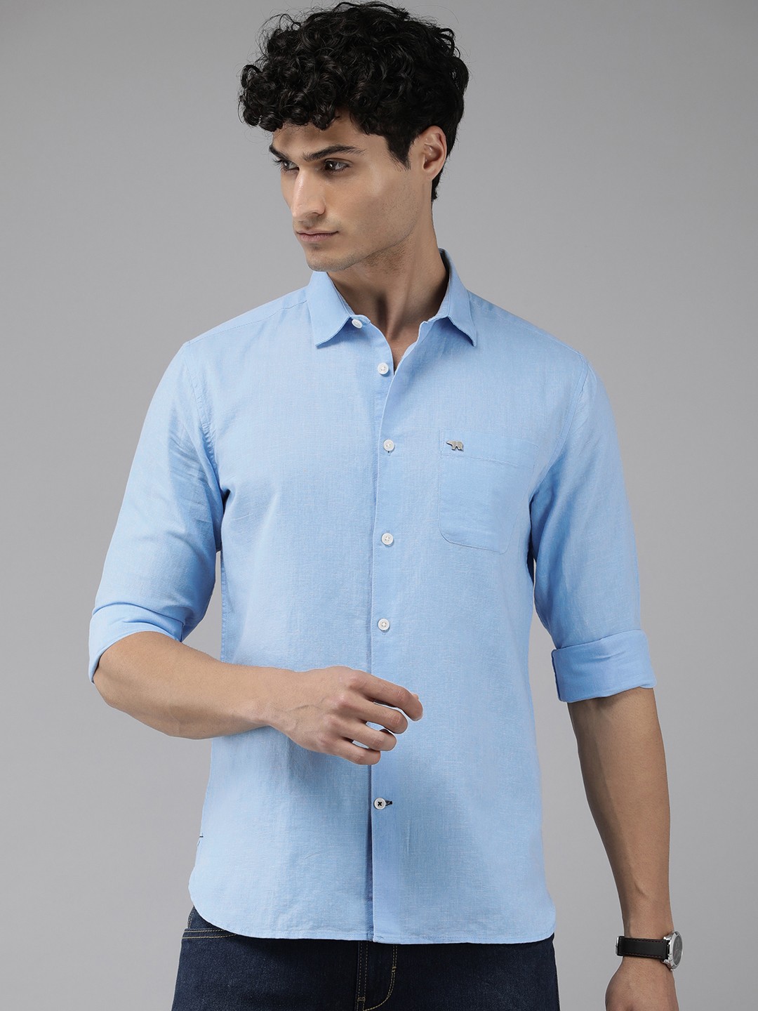 

THE BEAR HOUSE Slim Fit Casual Shirt, Blue