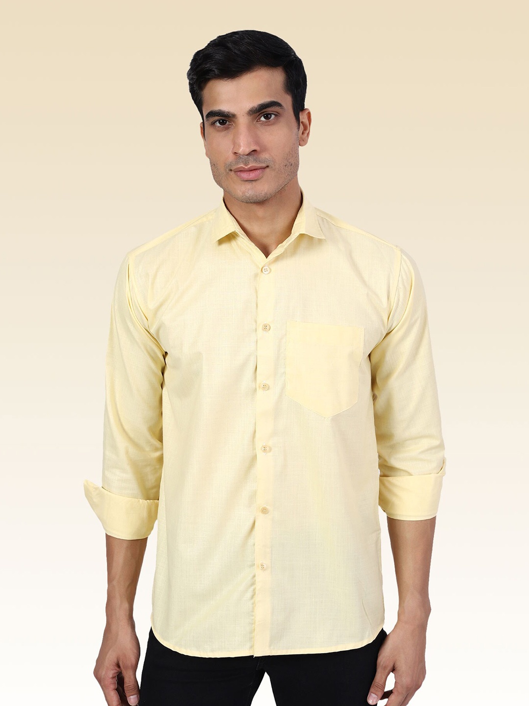 

TAHVO Men Premium Slim Fit Casual Cotton Shirt, Yellow