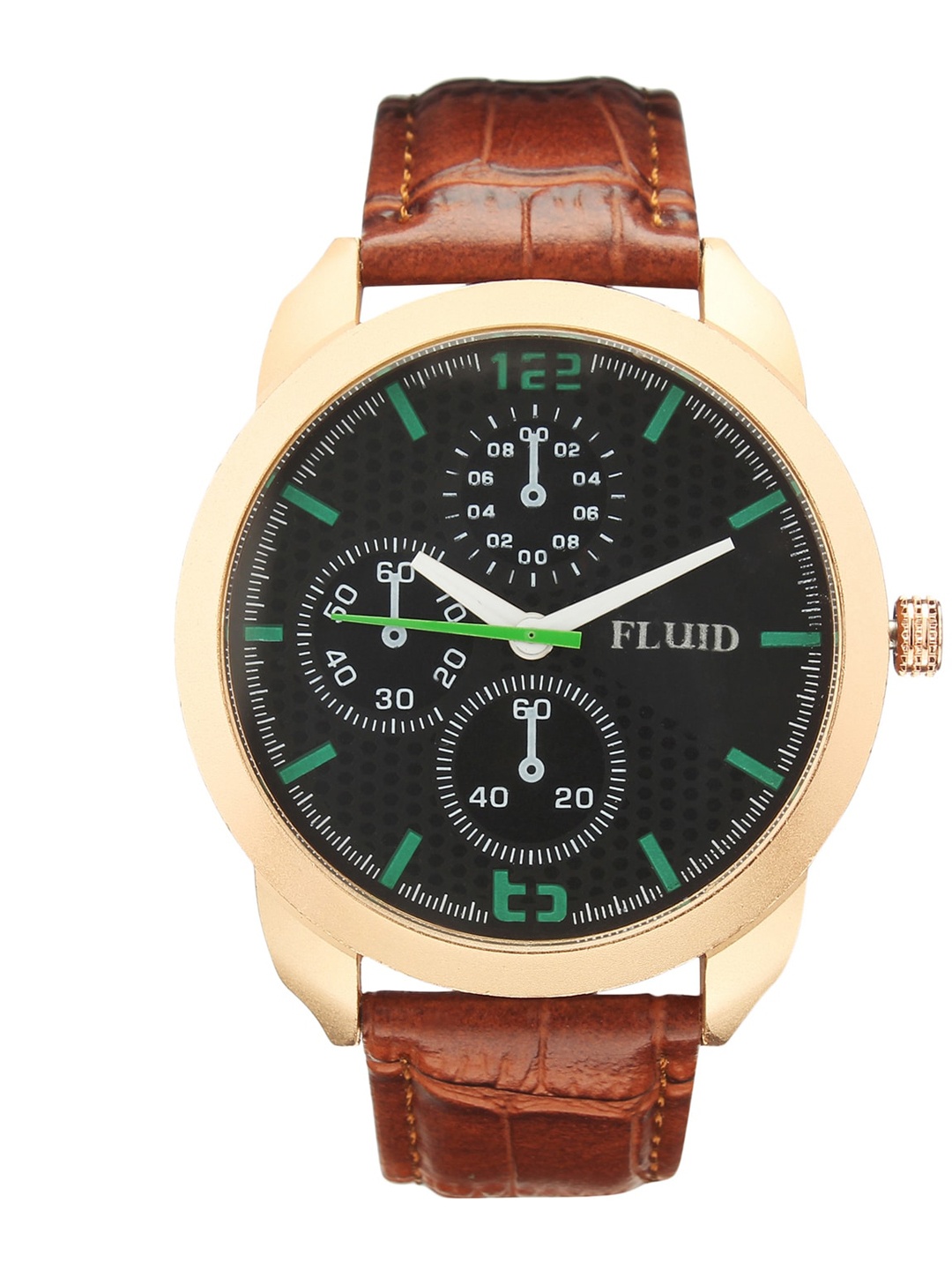 

FLUID Men Printed Dial & Leather Straps Analogue Watch FL23-910-RG01, Black