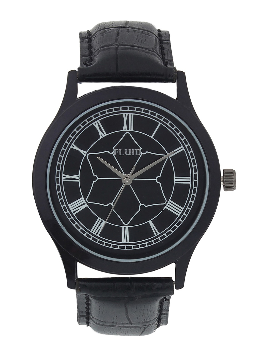 

FLUID Men Leather Straps Analogue Watch FL23-717-BK01, Black