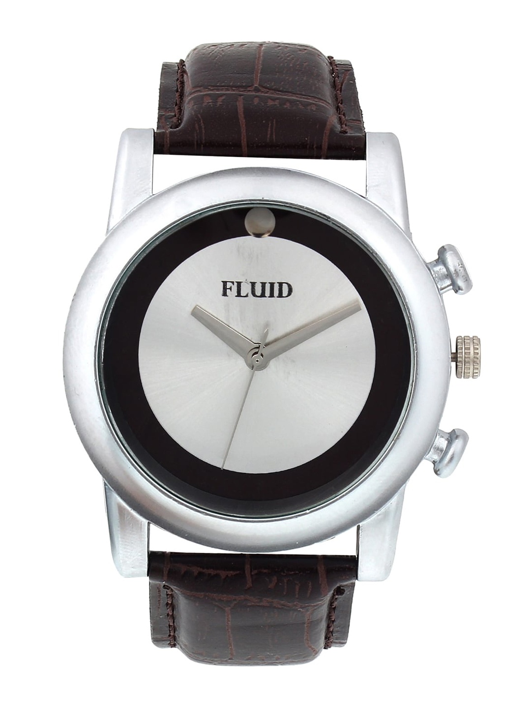 

FLUID Men Leather Straps Analogue Watch FL23-718-BR01, Silver