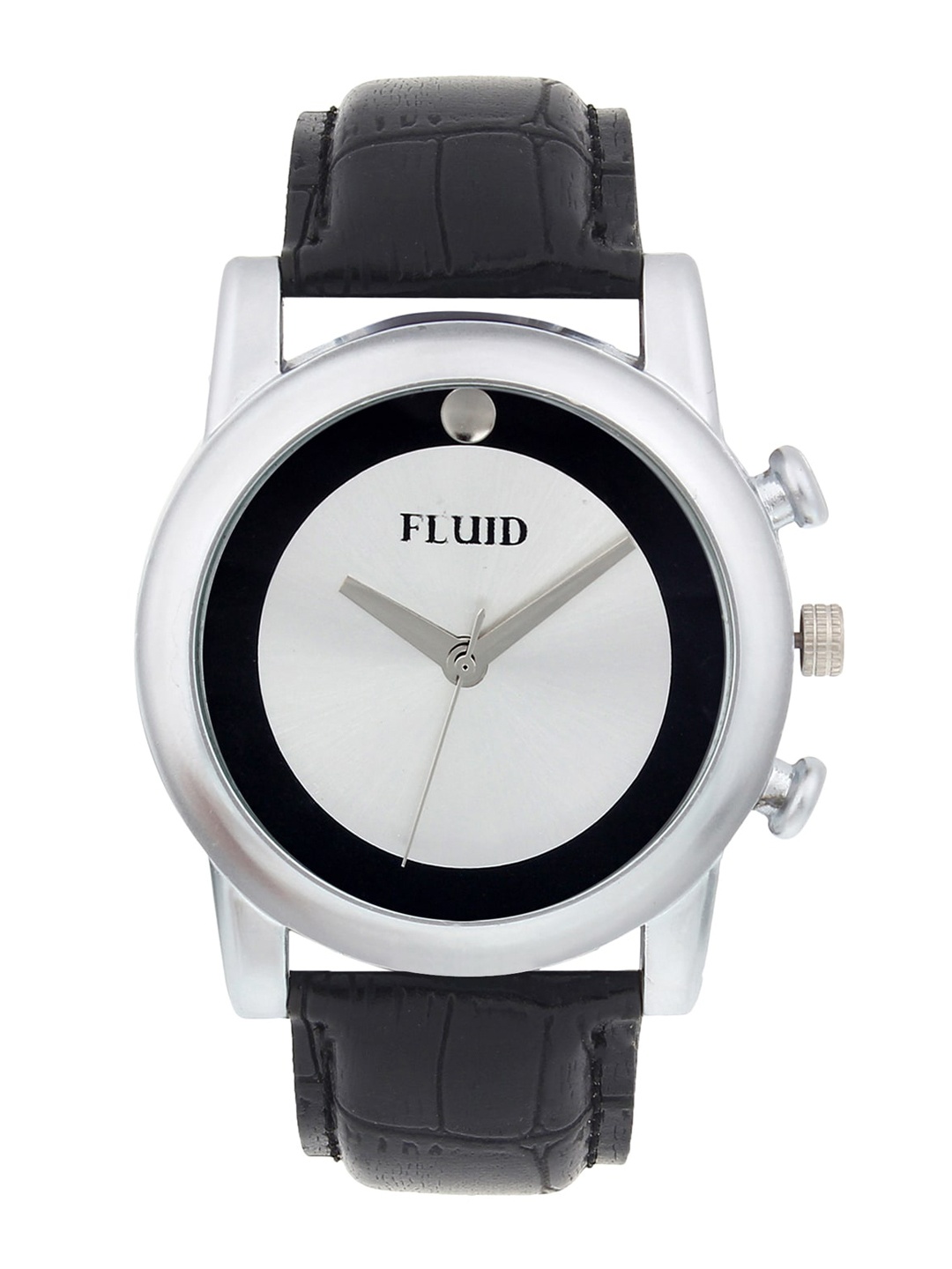 

FLUID Men Leather Straps Analogue Watch FL23-718-BK01, Silver