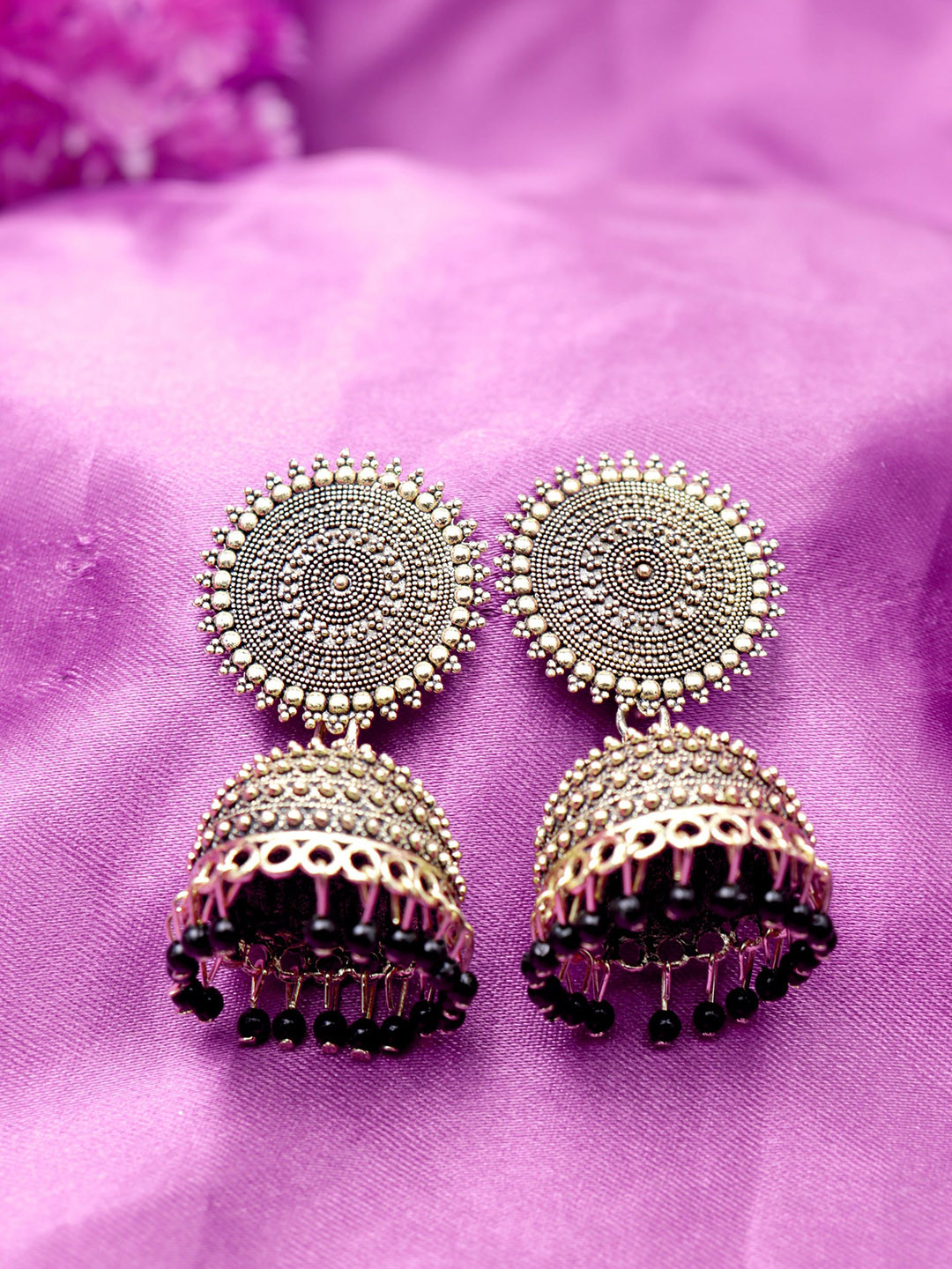 

VAGHBHATT Beaded Dome Shaped Jhumkas, Gold