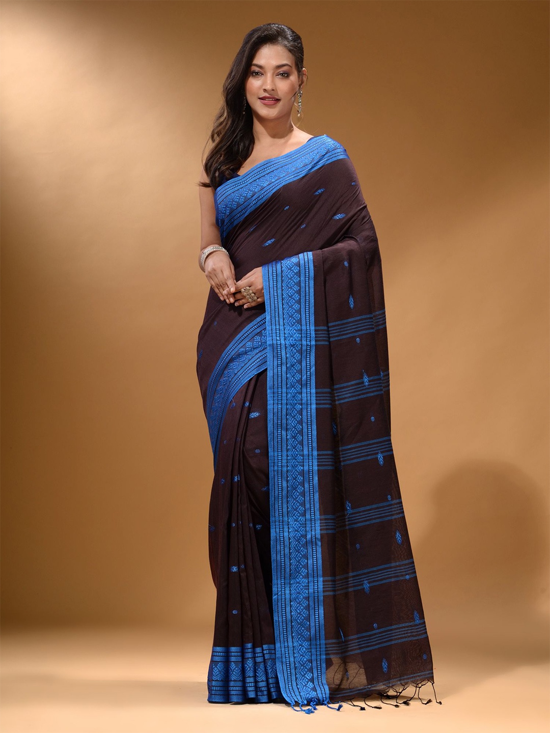 

Arhi Woven Design Pure Cotton Saree, Brown