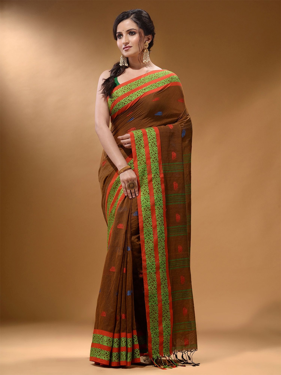

Arhi Ethnic Motifs Pure Cotton Saree, Brown
