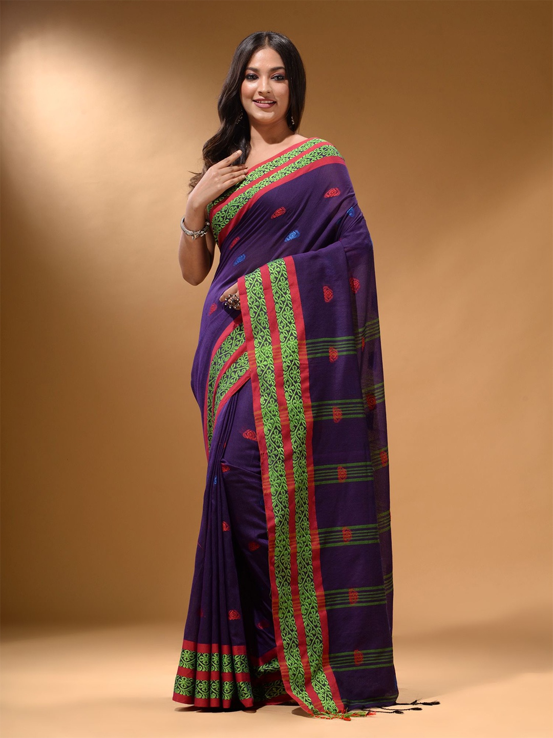 

Arhi Ethnic Motifs Pure Cotton Saree, Purple