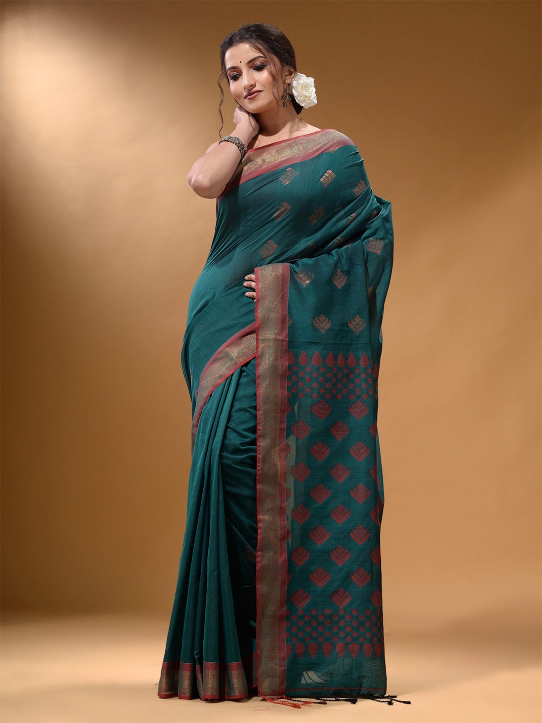 

Arhi Woven Design Zari Saree, Teal