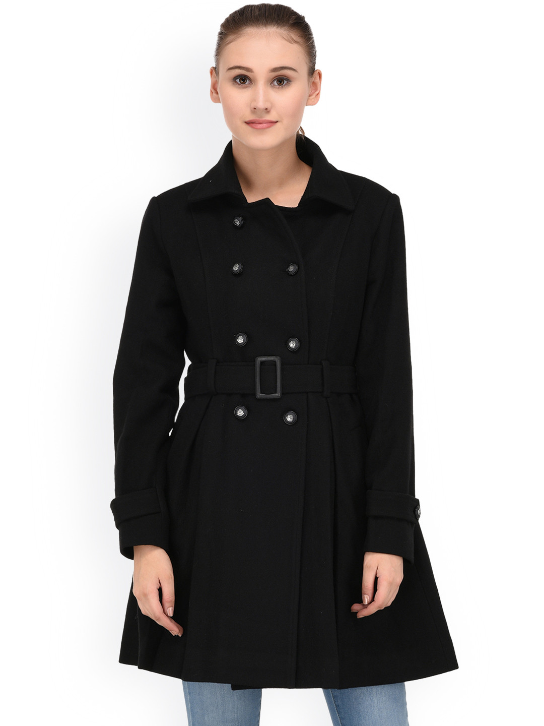 

Owncraft Black Solid Longline Overcoat