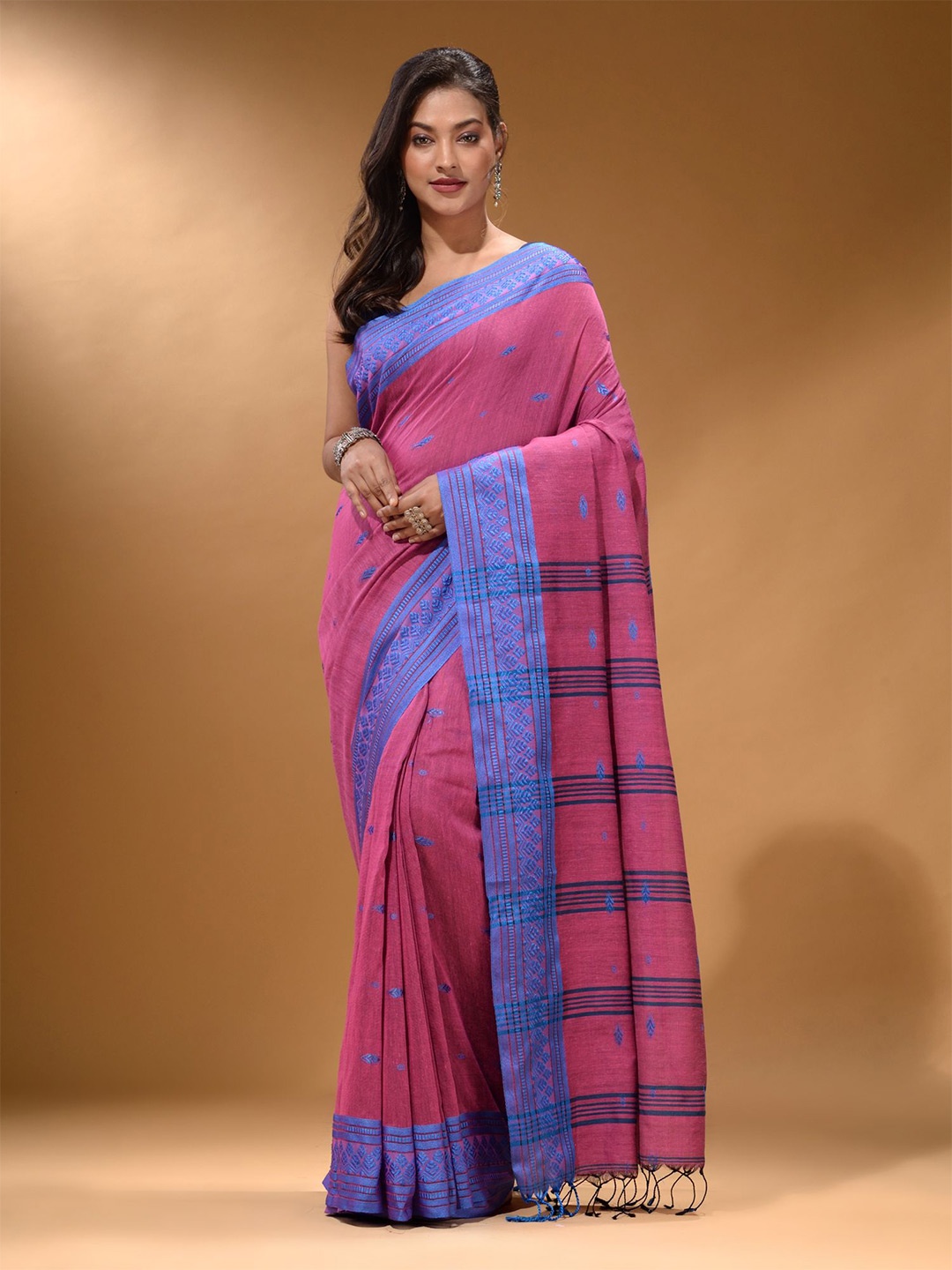 

Arhi Striped Pure Cotton Saree, Fuchsia