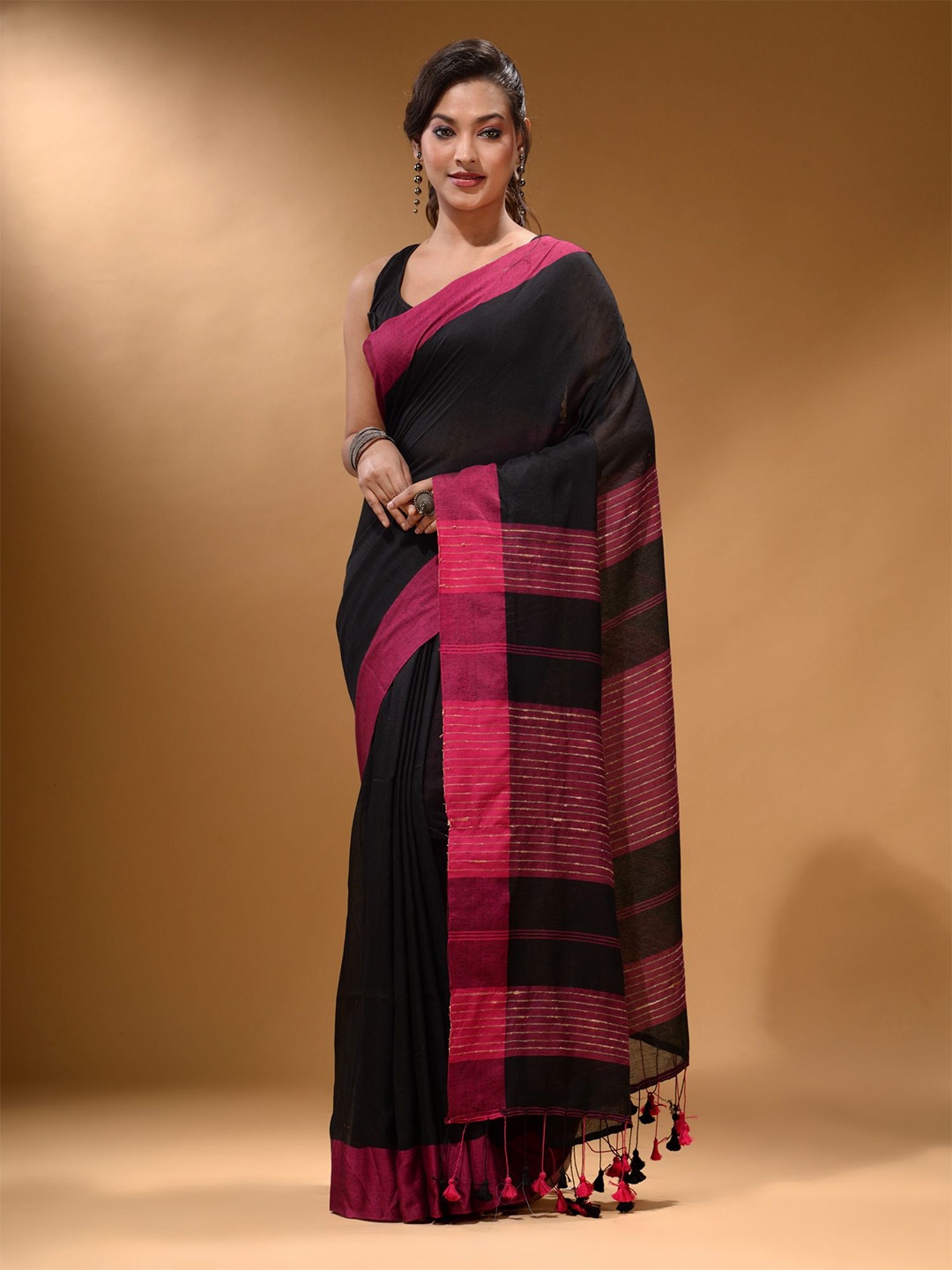 

Arhi Zari Pure Cotton Saree, Black