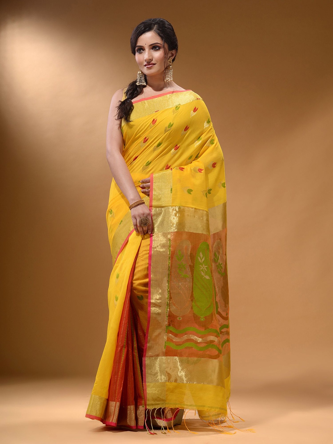 

Arhi Woven Design Zari Saree, Yellow