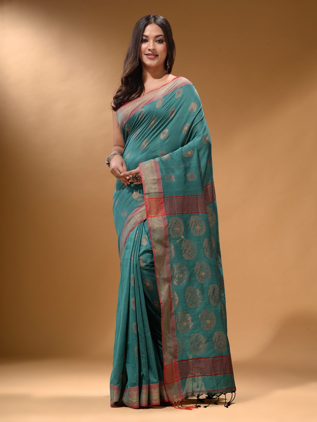 

Arhi Ethnic Motifs Zari Saree, Teal