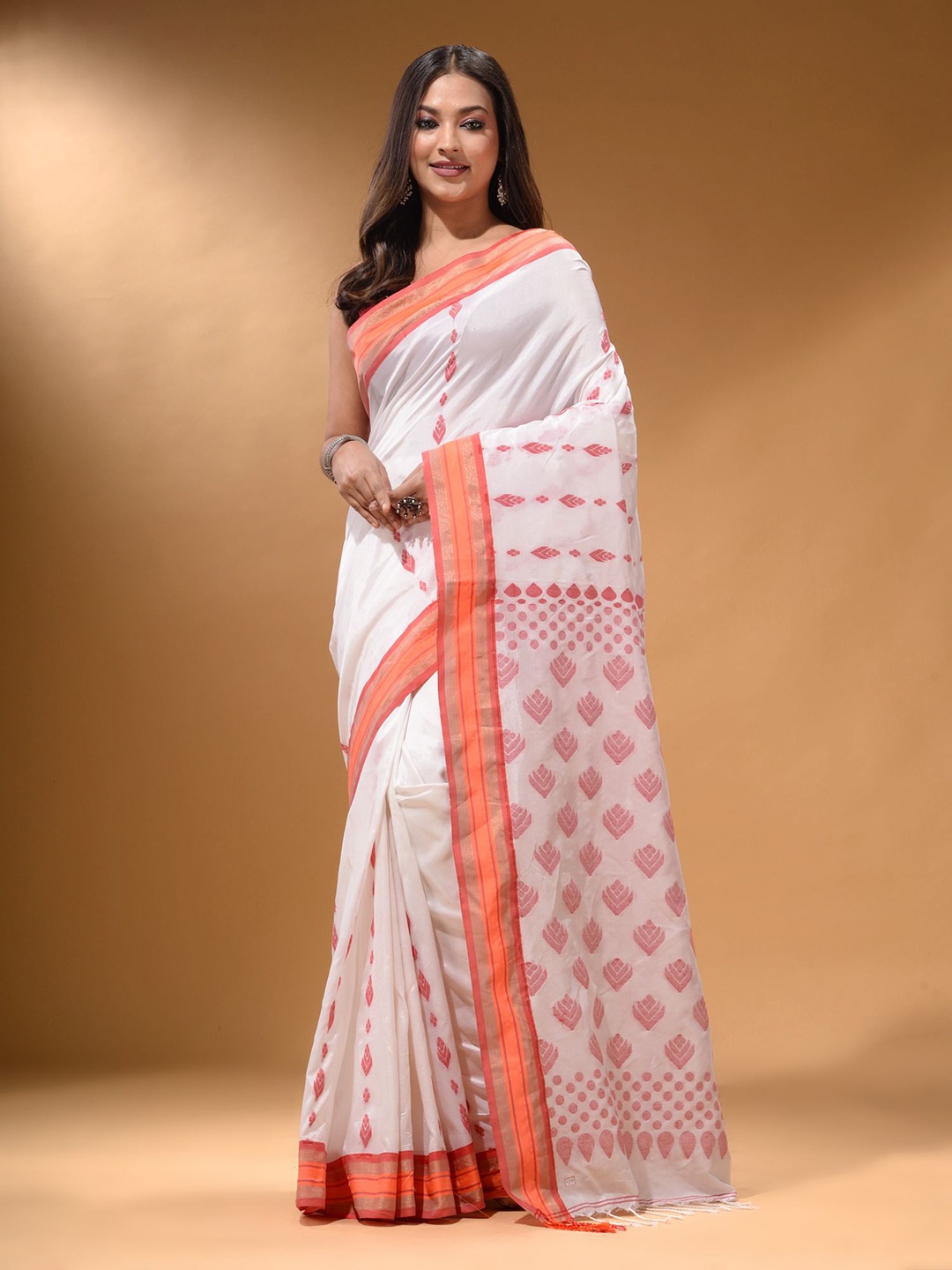 

Arhi Ethnic Motifs Zari Saree, White