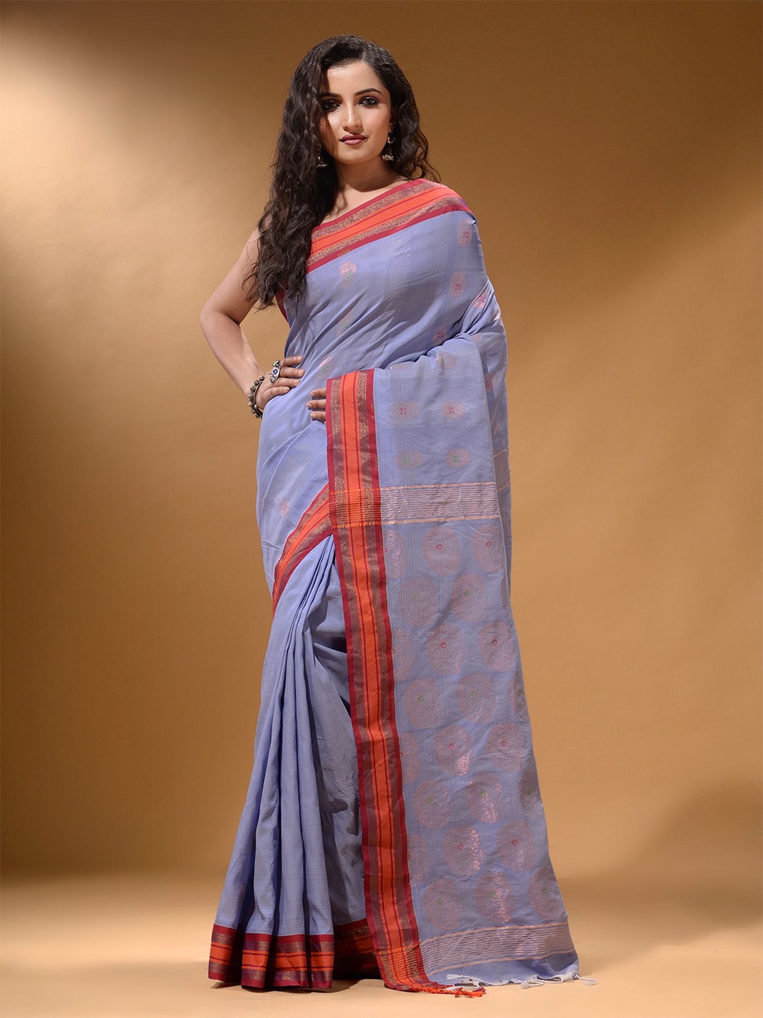 

Arhi Paisley Zari Silk Blend Saree, Grey