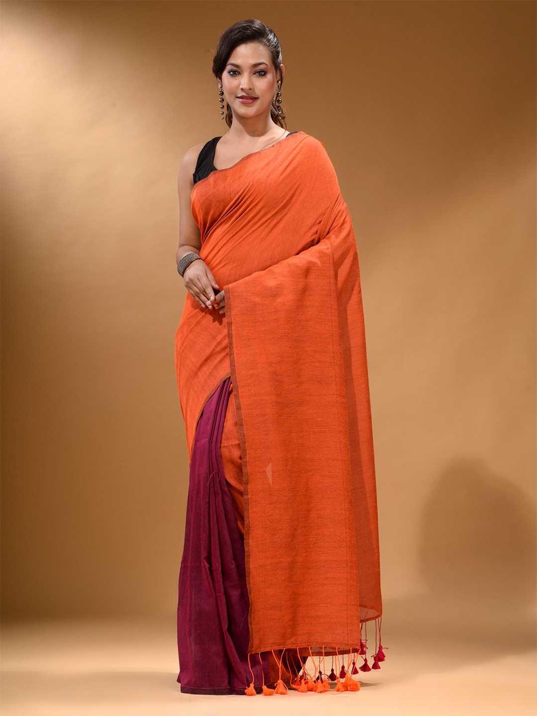 

Arhi Pure Cotton Half and Half Saree, Orange