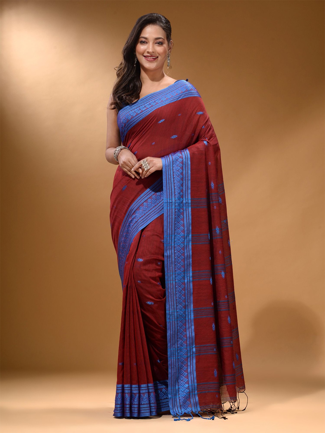 

Arhi Ethnic Motifs Woven design Pure Cotton Saree, Red